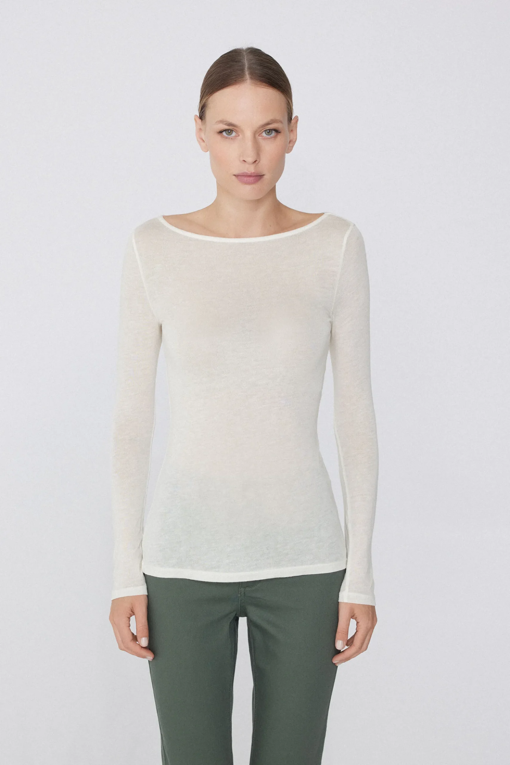 Viscose And Merino Wool Boat-Neck Top - Cardigans And Sweaters - Women | Tezenis
