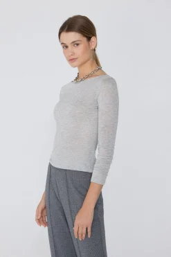 Viscose And Merino Wool Boat-Neck Top - Cardigans And Sweaters - Women | Tezenis