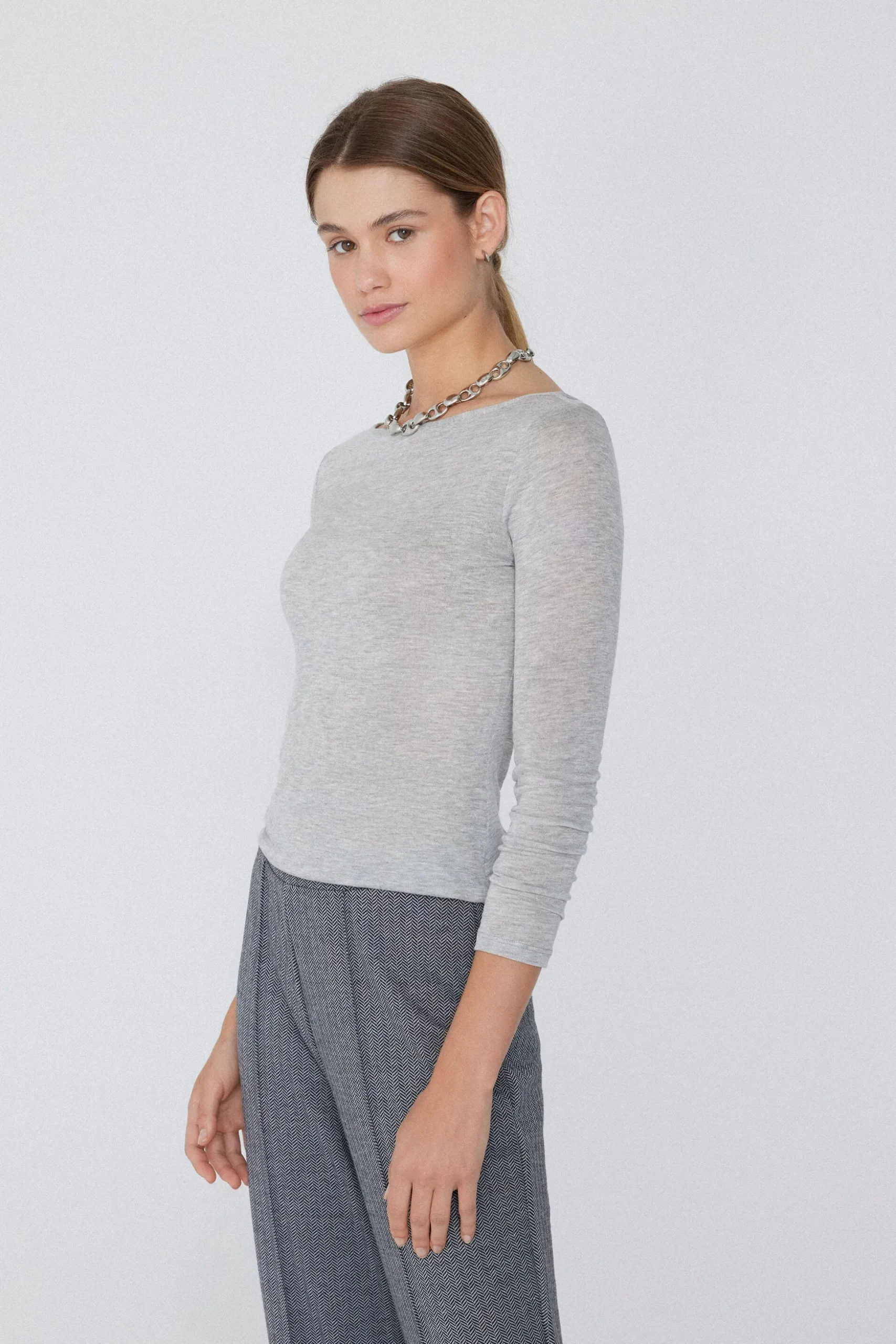 Viscose And Merino Wool Boat-Neck Top - Cardigans And Sweaters - Women | Tezenis