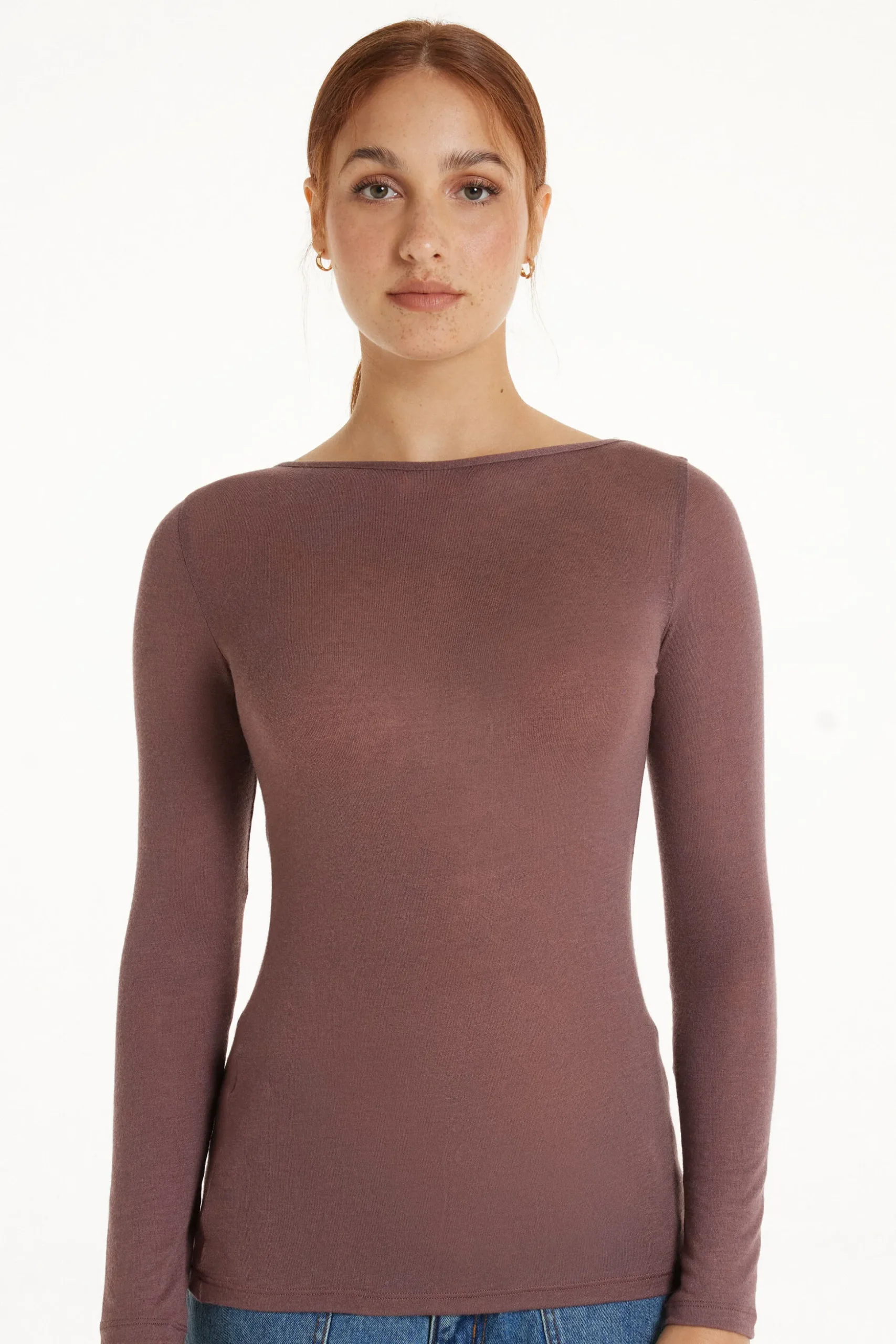 Viscose And Merino Wool Boat-Neck Top - Cardigans And Sweaters - Women | Tezenis