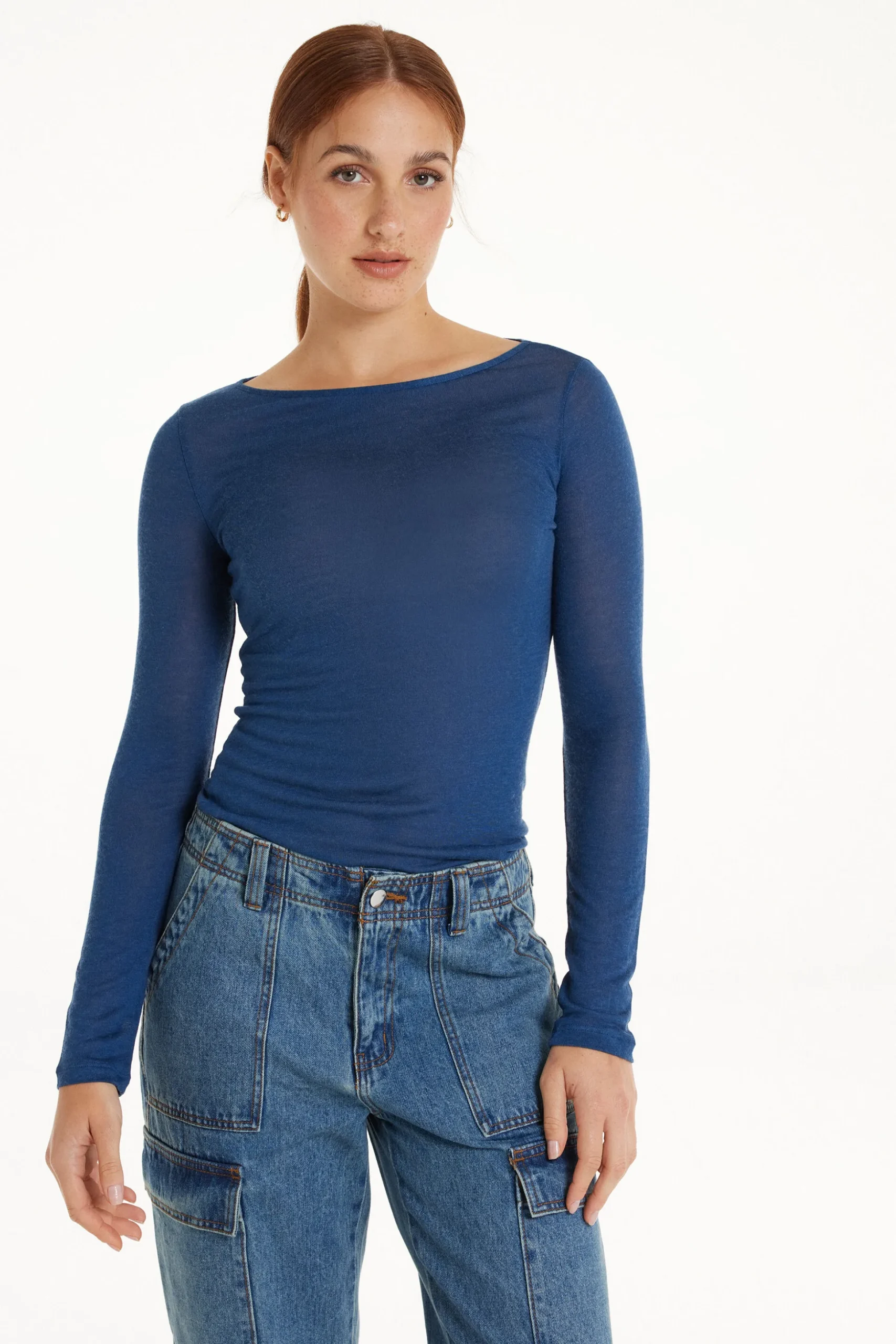 Viscose And Merino Wool Boat-Neck Top - Cardigans And Sweaters - Women | Tezenis