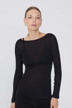 Viscose And Merino Wool Boat-Neck Top - Cardigans And Sweaters - Women | Tezenis