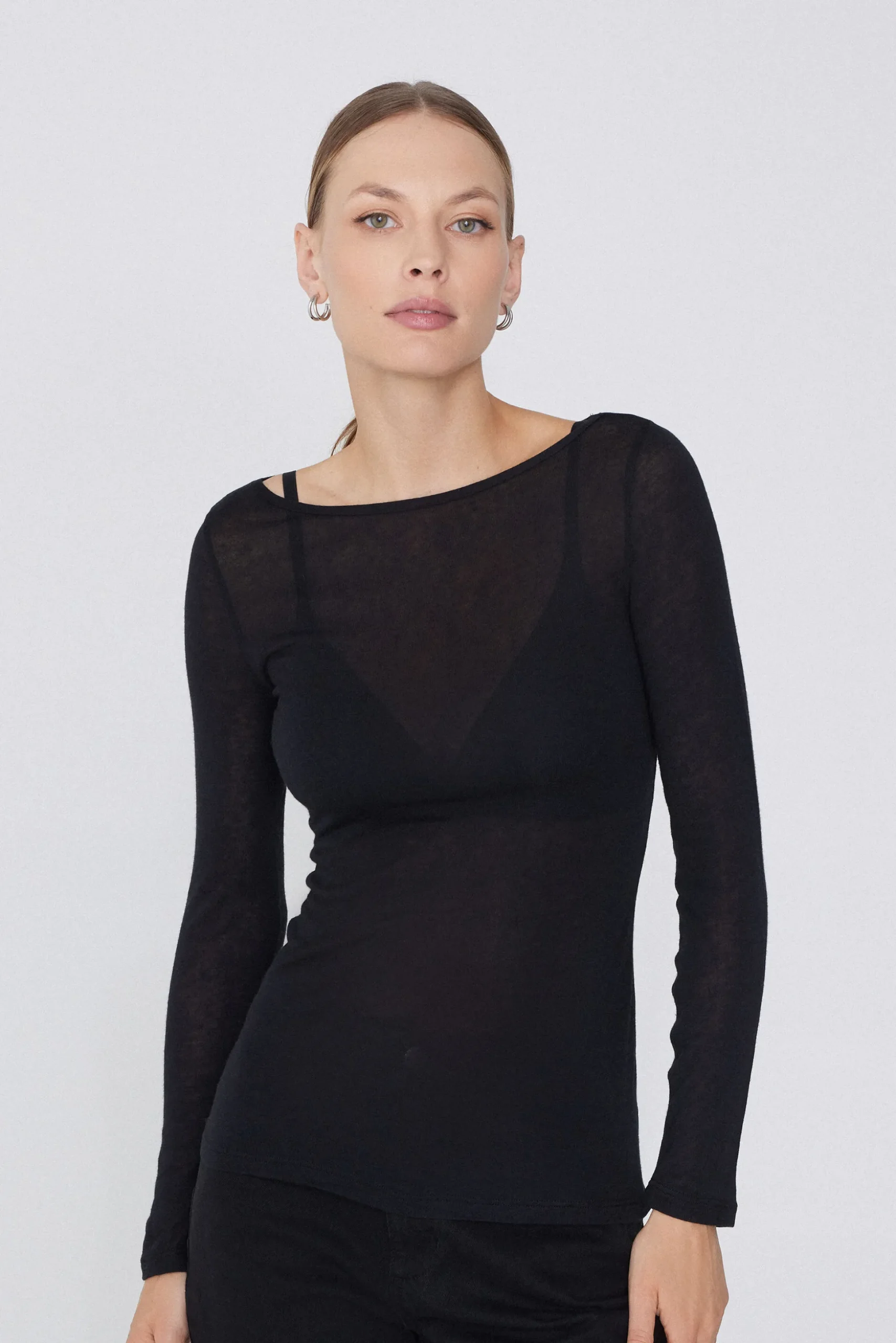 Viscose And Merino Wool Boat-Neck Top - Cardigans And Sweaters - Women | Tezenis