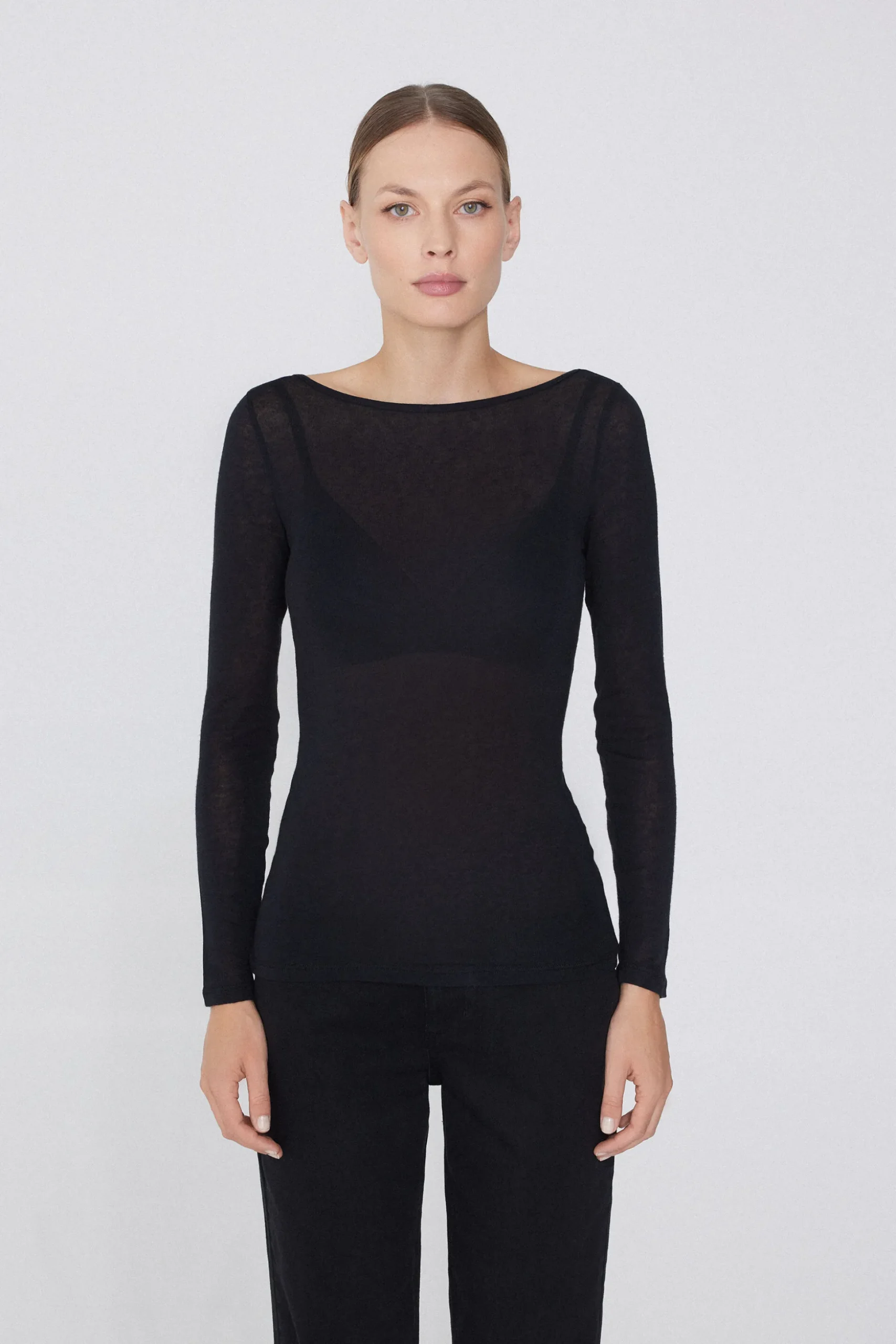 Viscose And Merino Wool Boat-Neck Top - Cardigans And Sweaters - Women | Tezenis