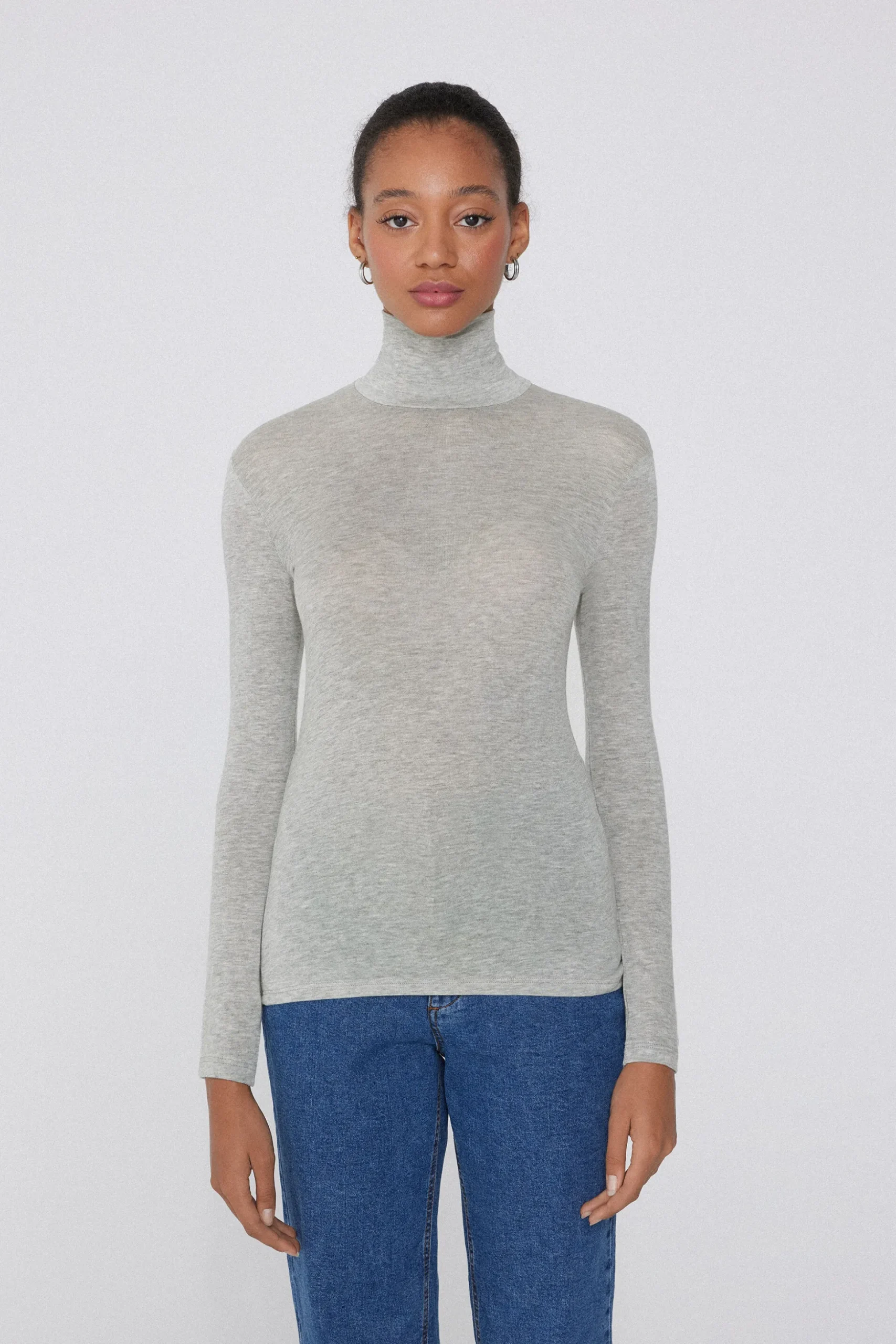 Viscose And Merino Wool Turtleneck Top - Cardigans And Sweaters - Women | Tezenis