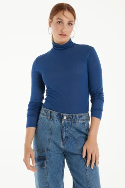 Viscose And Merino Wool Turtleneck Top - Cardigans And Sweaters - Women | Tezenis