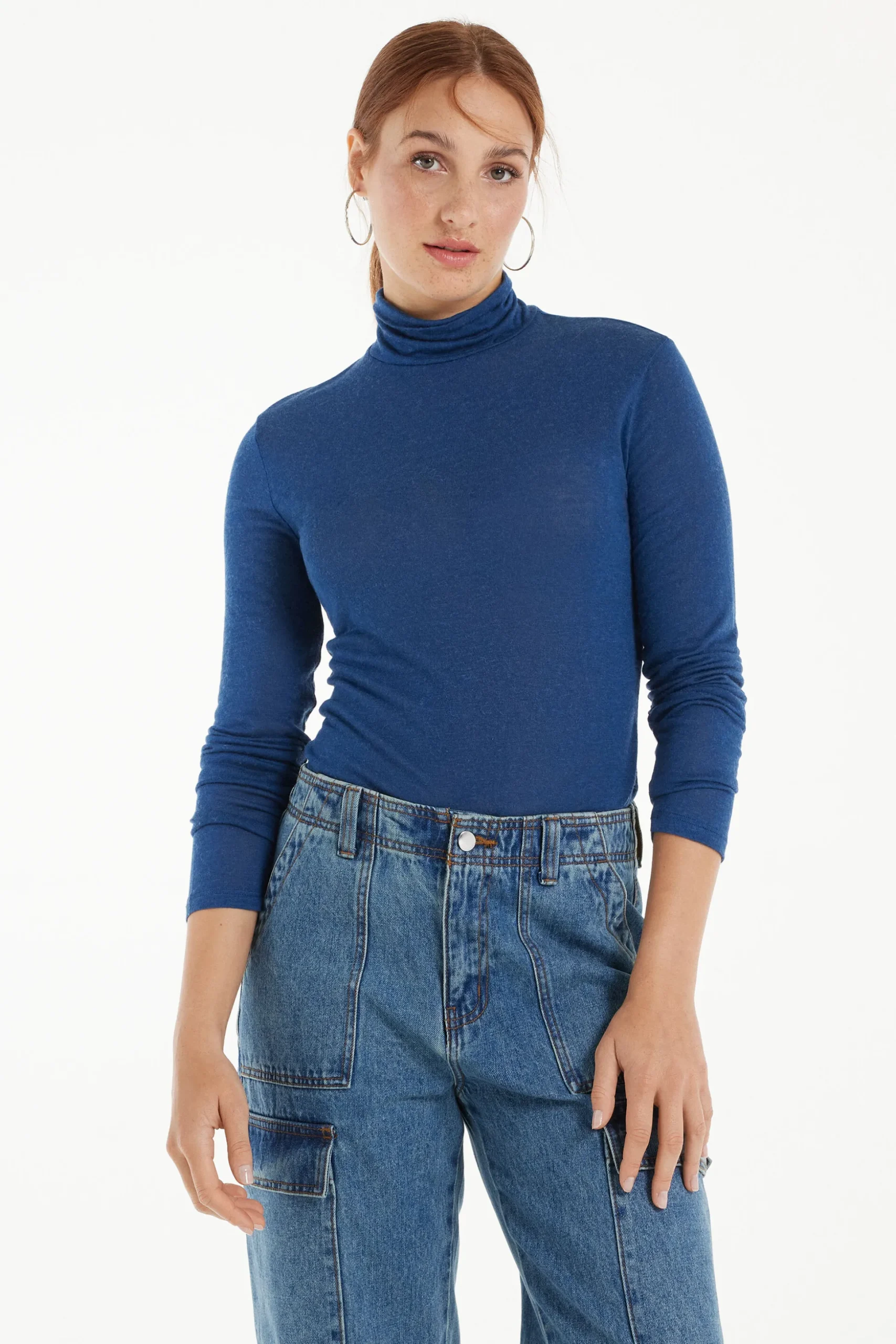 Viscose And Merino Wool Turtleneck Top - Cardigans And Sweaters - Women | Tezenis