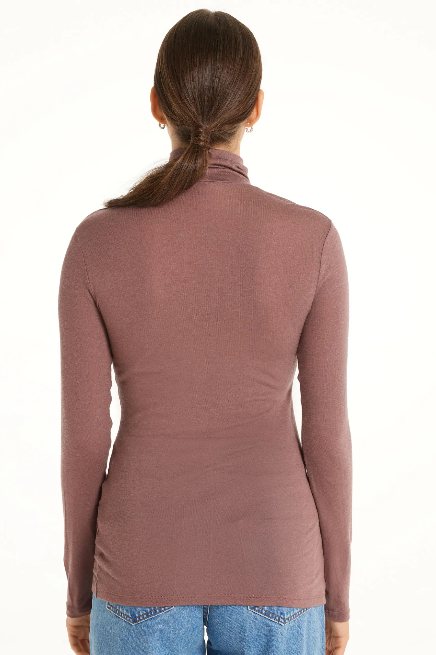 Viscose And Merino Wool Turtleneck Top - Cardigans And Sweaters - Women | Tezenis