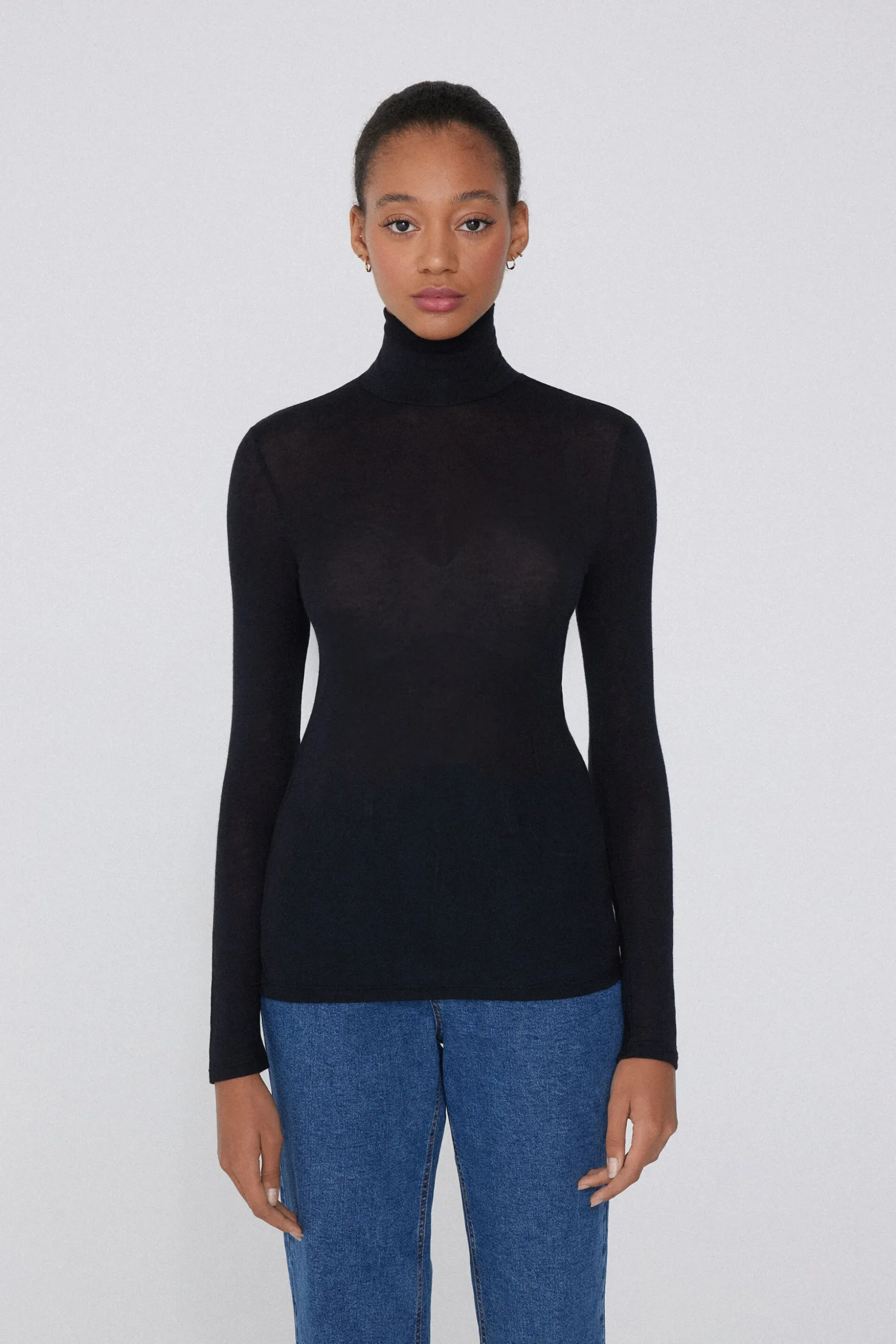 Viscose And Merino Wool Turtleneck Top - Cardigans And Sweaters - Women | Tezenis