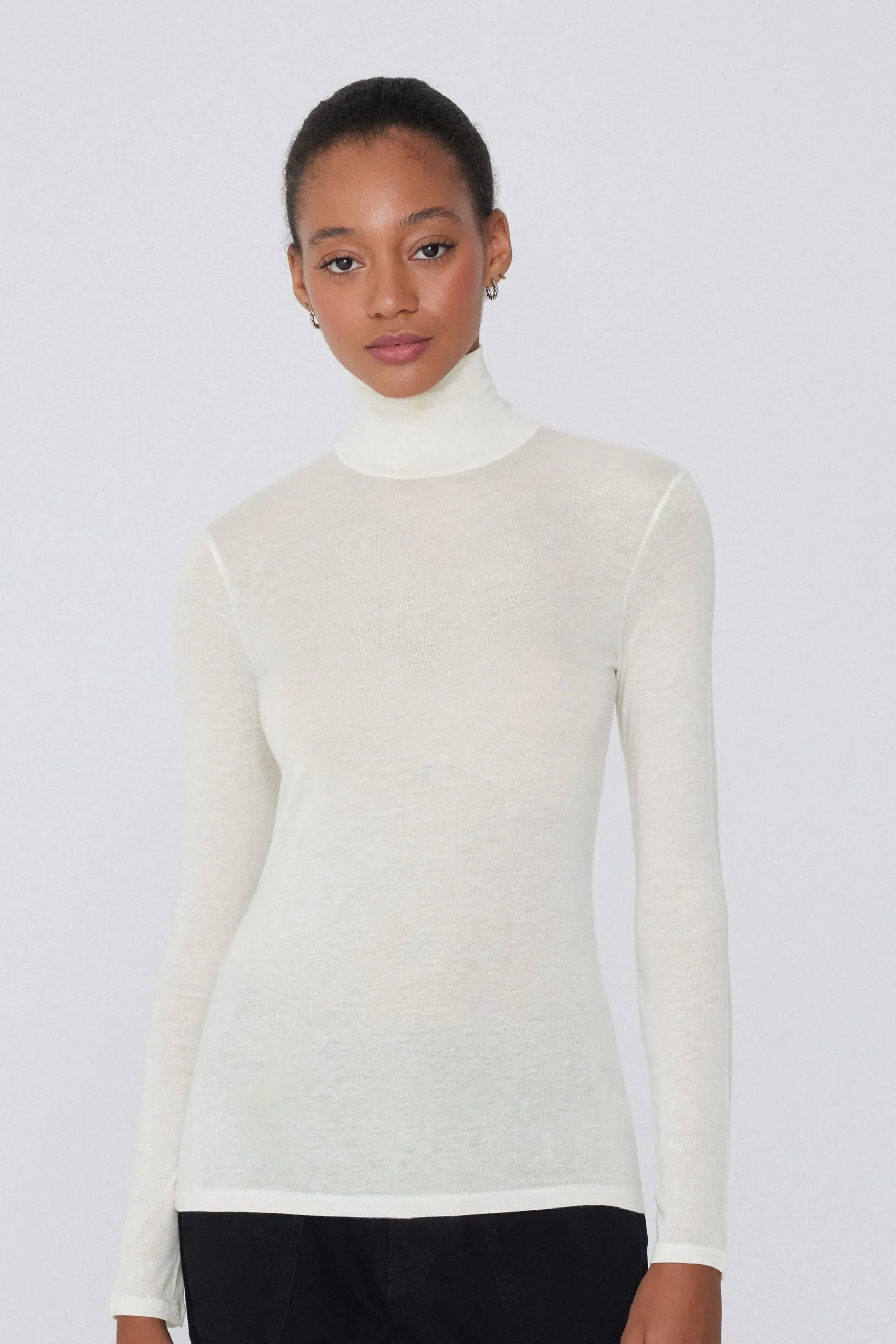 Viscose And Merino Wool Turtleneck Top - Cardigans And Sweaters - Women | Tezenis