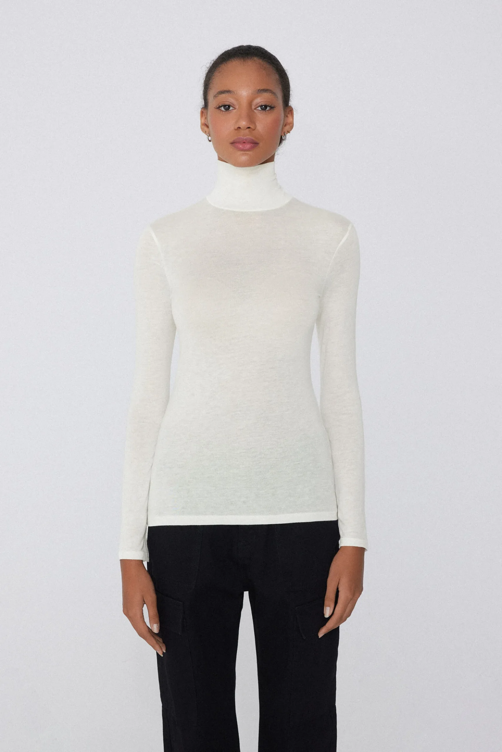 Viscose And Merino Wool Turtleneck Top - Cardigans And Sweaters - Women | Tezenis