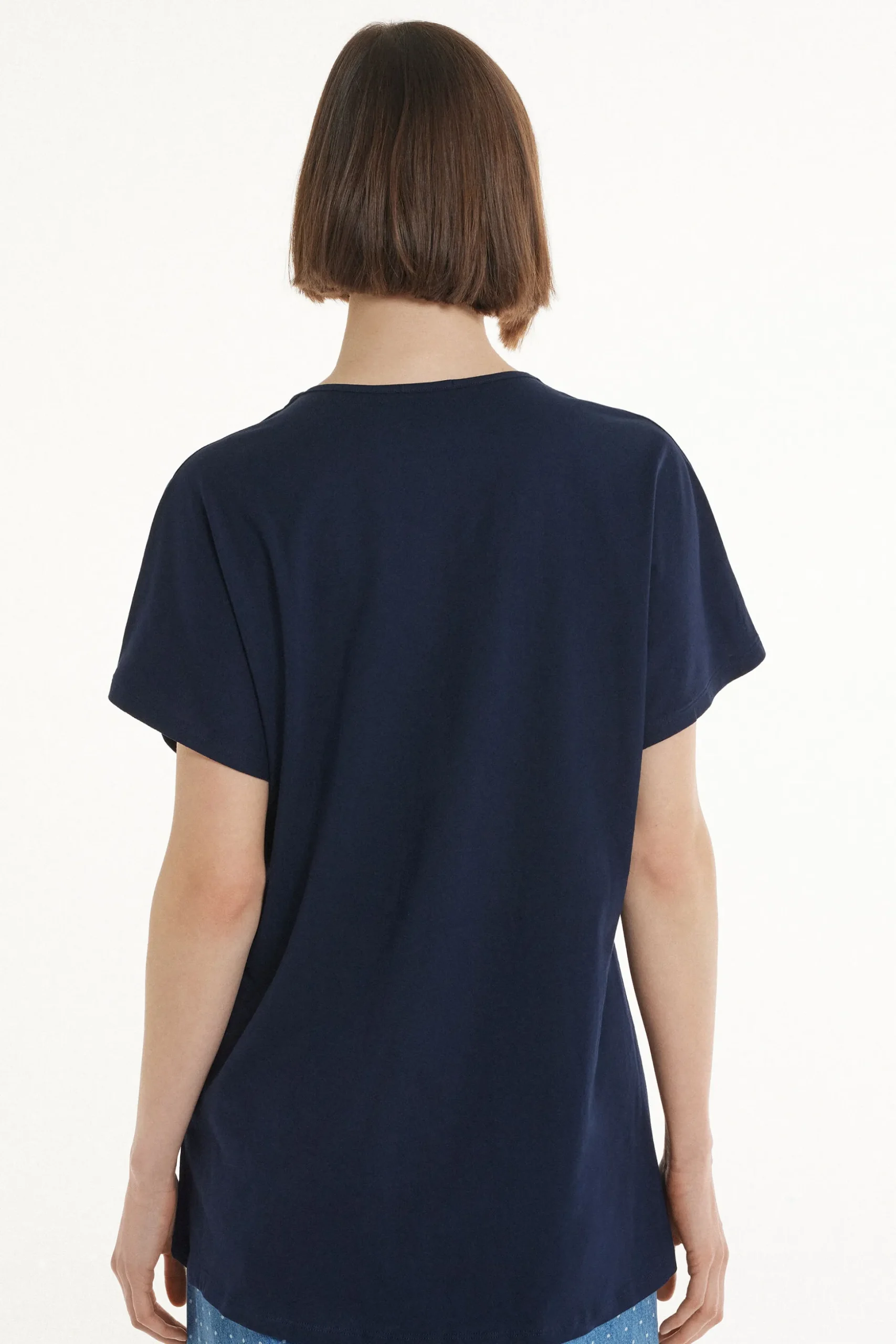 V-Neck Cotton T-Shirt With Dart - Short-Sleeved Tops - Women | Tezenis