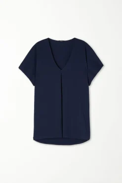 V-Neck Cotton T-Shirt With Dart - Short-Sleeved Tops - Women | Tezenis