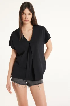 V-Neck Cotton T-Shirt With Dart - Short-Sleeved Tops - Women | Tezenis