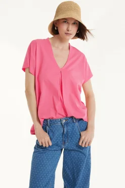 V-Neck Cotton T-Shirt With Dart - Short-Sleeved Tops - Women | Tezenis