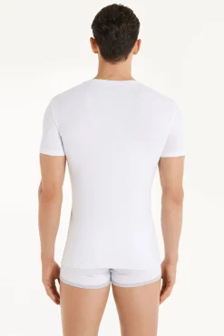V-Neck Stretch-Cotton T-Shirt - T-Shirts - Men | Tezenis