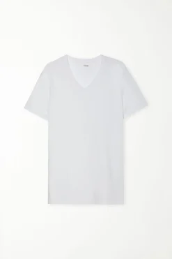 V-Neck Stretch-Cotton T-Shirt - T-Shirts - Men | Tezenis