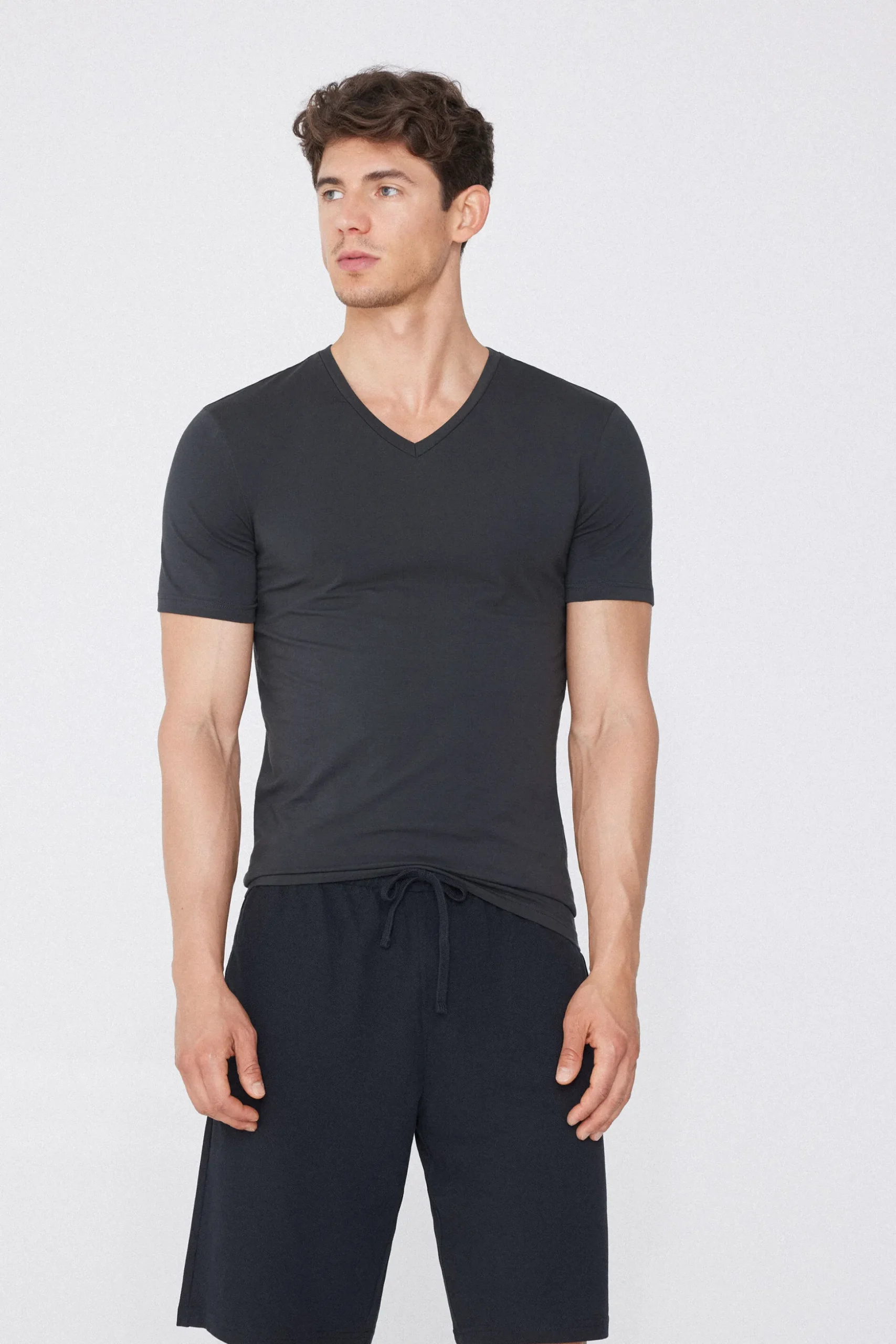 V-Neck Stretch-Cotton T-Shirt - T-Shirts - Men | Tezenis