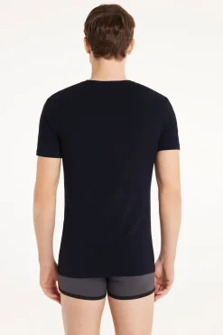 V-Neck Stretch-Cotton T-Shirt - T-Shirts - Men | Tezenis