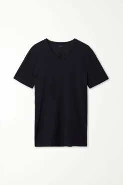 V-Neck Stretch-Cotton T-Shirt - T-Shirts - Men | Tezenis