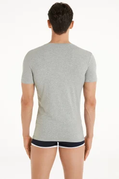 V-Neck Stretch-Cotton T-Shirt - T-Shirts - Men | Tezenis