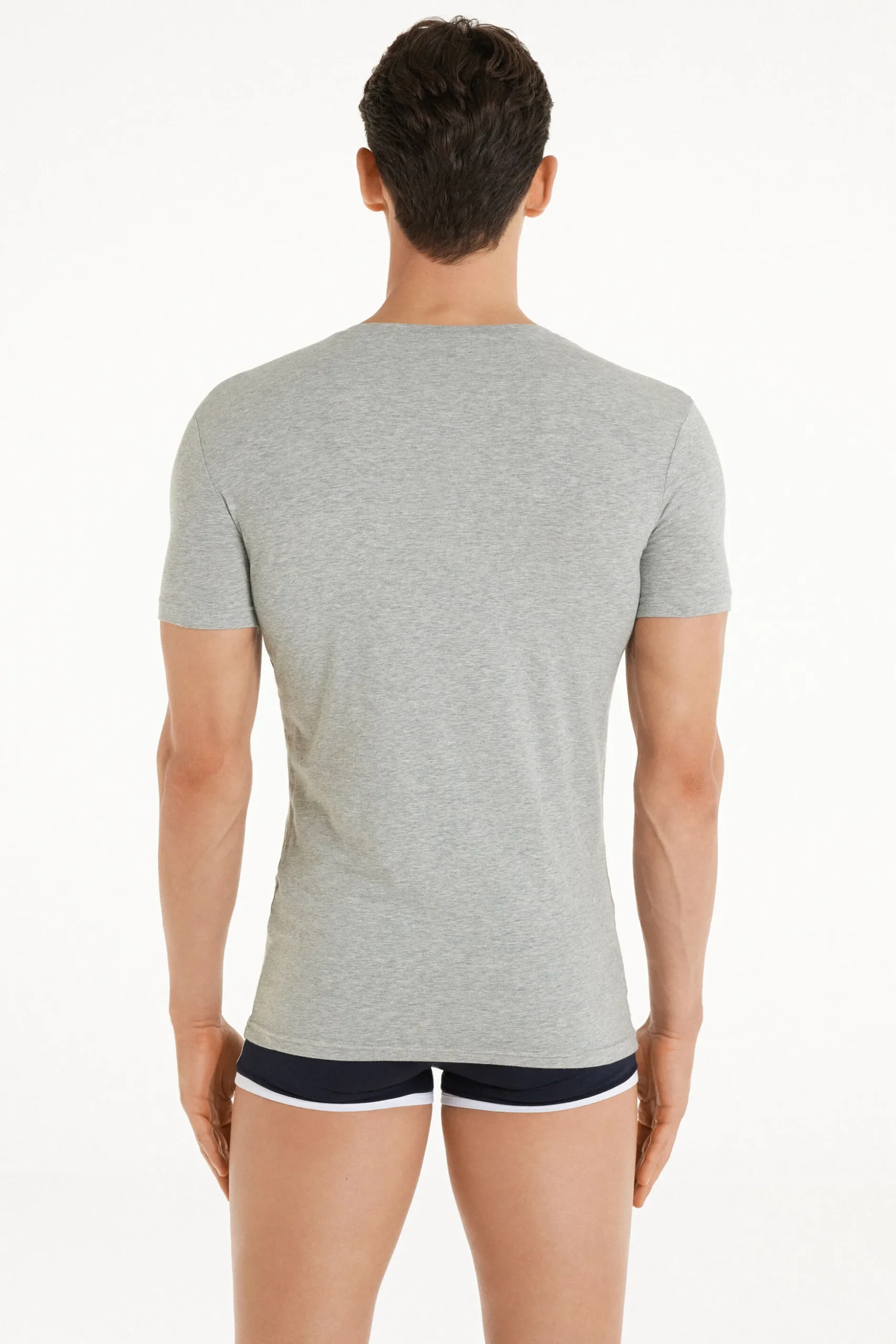 V-Neck Stretch-Cotton T-Shirt - T-Shirts - Men | Tezenis