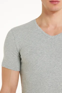 V-Neck Stretch-Cotton T-Shirt - T-Shirts - Men | Tezenis