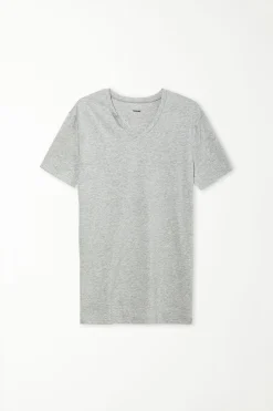 V-Neck Stretch-Cotton T-Shirt - T-Shirts - Men | Tezenis