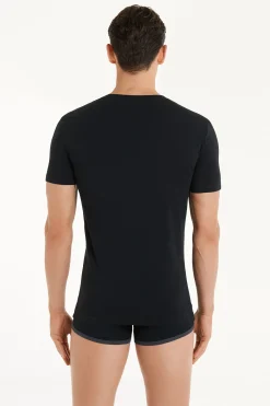 V-Neck Stretch-Cotton T-Shirt - T-Shirts - Men | Tezenis
