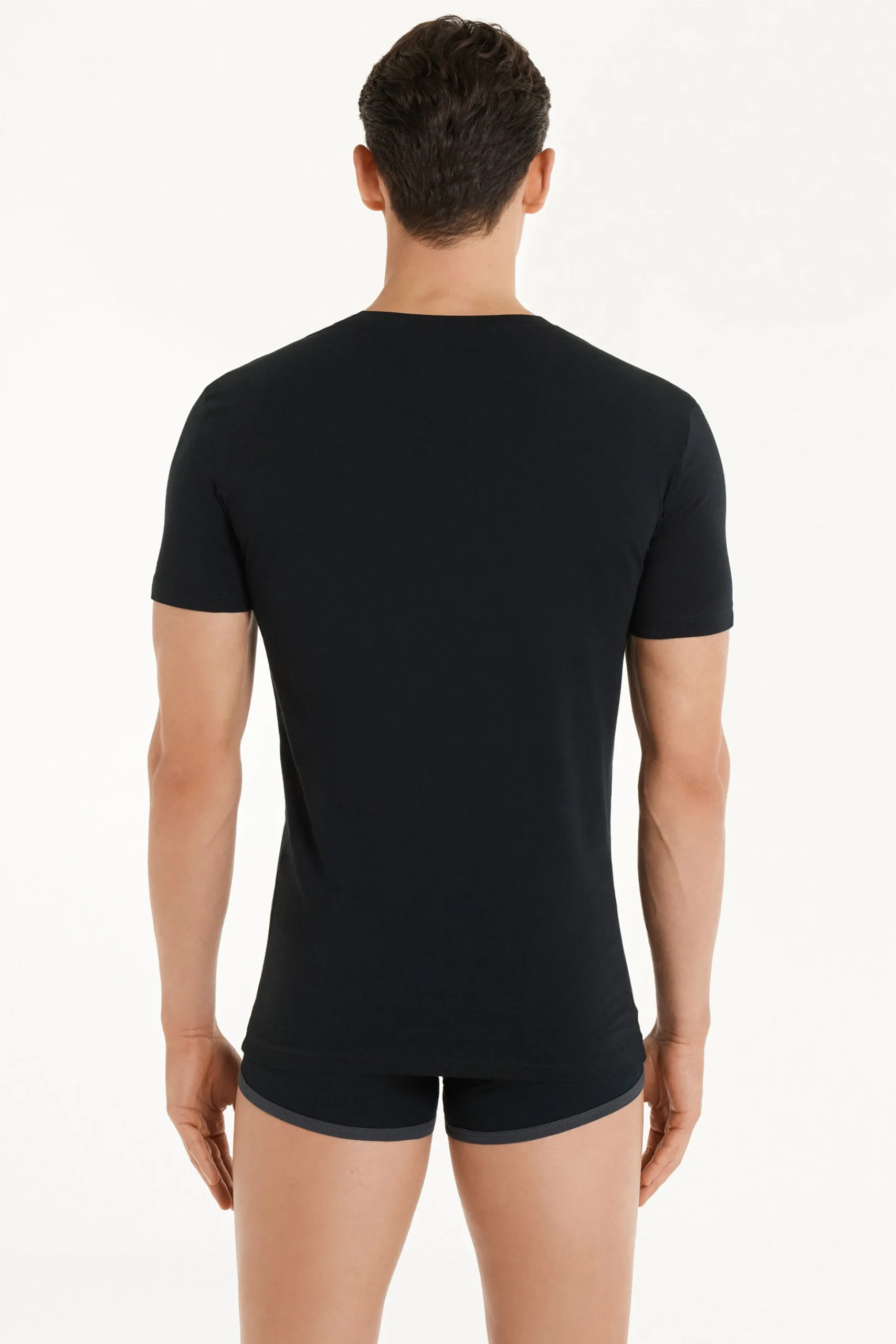 V-Neck Stretch-Cotton T-Shirt - T-Shirts - Men | Tezenis