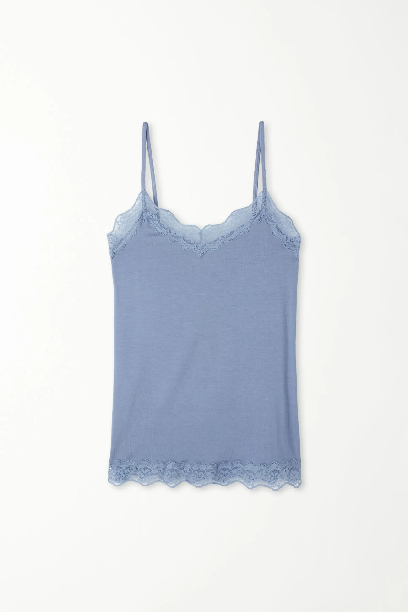 V-Neck Viscose Camisole With Lace - Tank Tops - Women | Tezenis