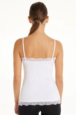 V-Neck Viscose Camisole With Lace - Tank Tops - Women | Tezenis