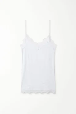 V-Neck Viscose Camisole With Lace - Tank Tops - Women | Tezenis