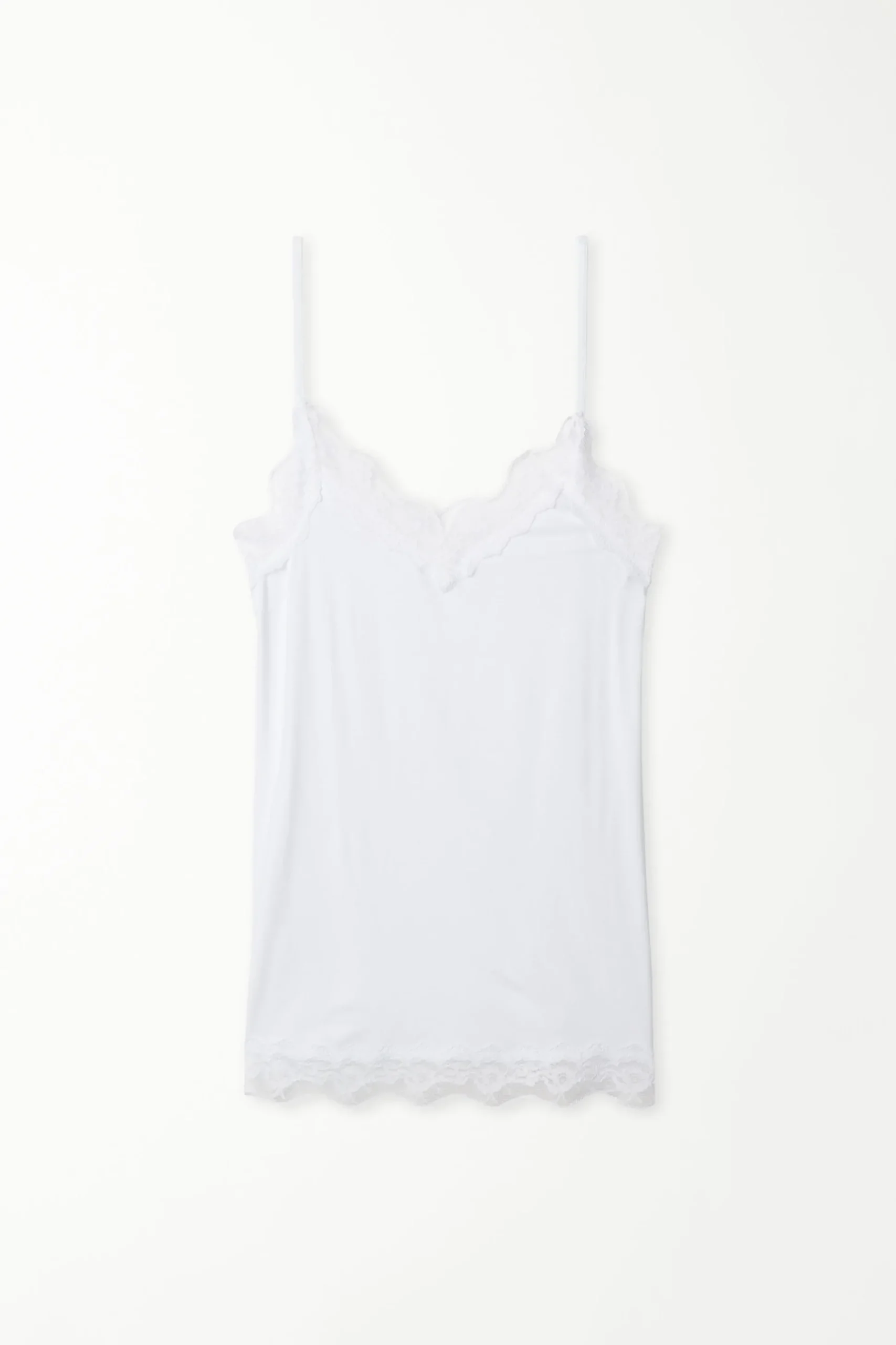V-Neck Viscose Camisole With Lace - Tank Tops - Women | Tezenis
