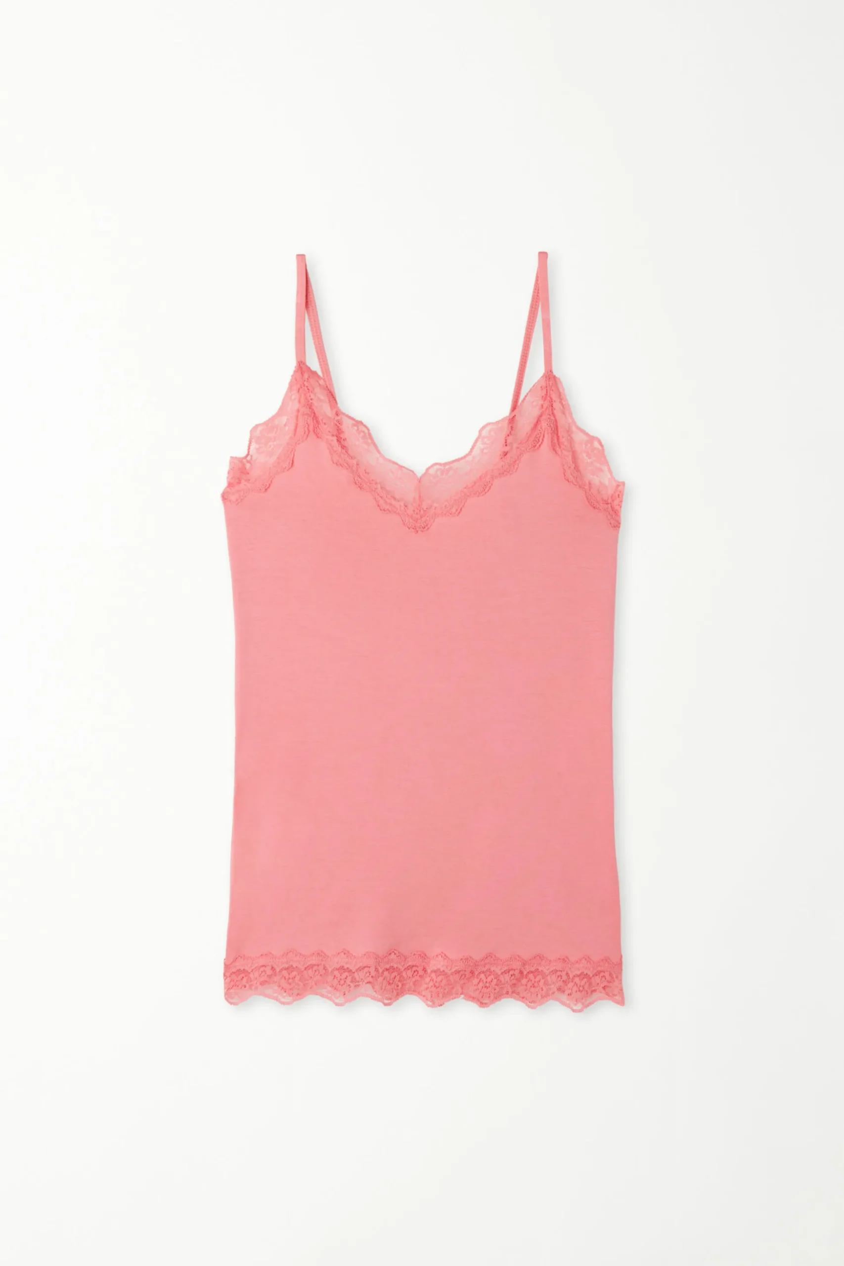 V-Neck Viscose Camisole With Lace - Tank Tops - Women | Tezenis