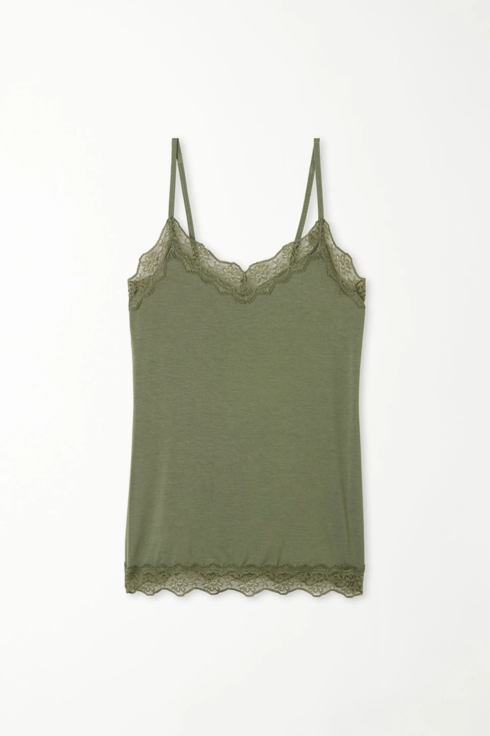 V-Neck Viscose Camisole With Lace - Tank Tops - Women | Tezenis