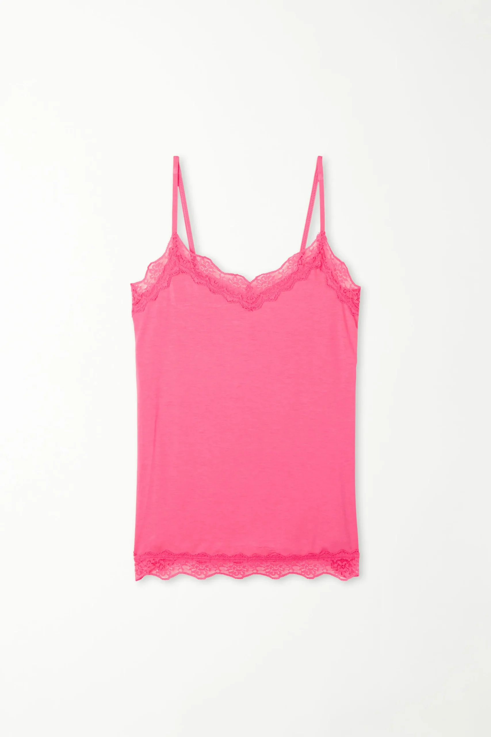 V-Neck Viscose Camisole With Lace - Tank Tops - Women | Tezenis