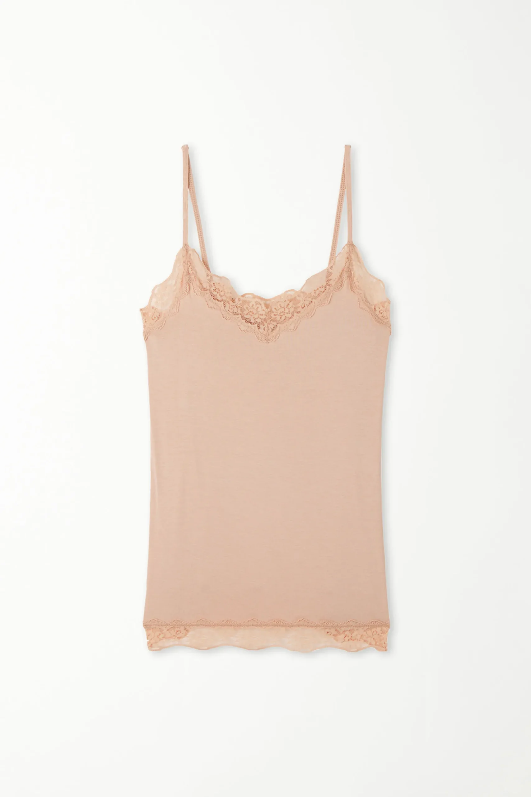 V-Neck Viscose Camisole With Lace - Tank Tops - Women | Tezenis