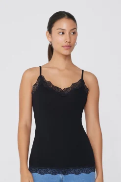 V-Neck Viscose Camisole With Lace - Tank Tops - Women | Tezenis