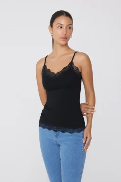 V-Neck Viscose Camisole With Lace - Tank Tops - Women | Tezenis
