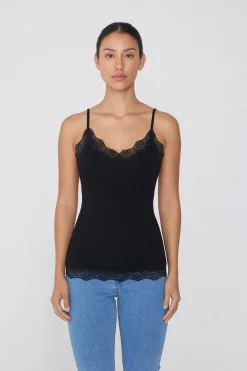 V-Neck Viscose Camisole With Lace - Tank Tops - Women | Tezenis