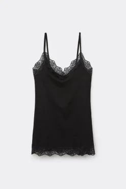 V-Neck Viscose Camisole With Lace - Tank Tops - Women | Tezenis