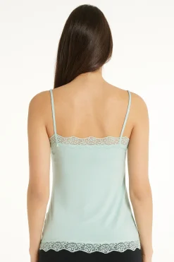 V-Neck Viscose Camisole With Lace - Tank Tops - Women | Tezenis