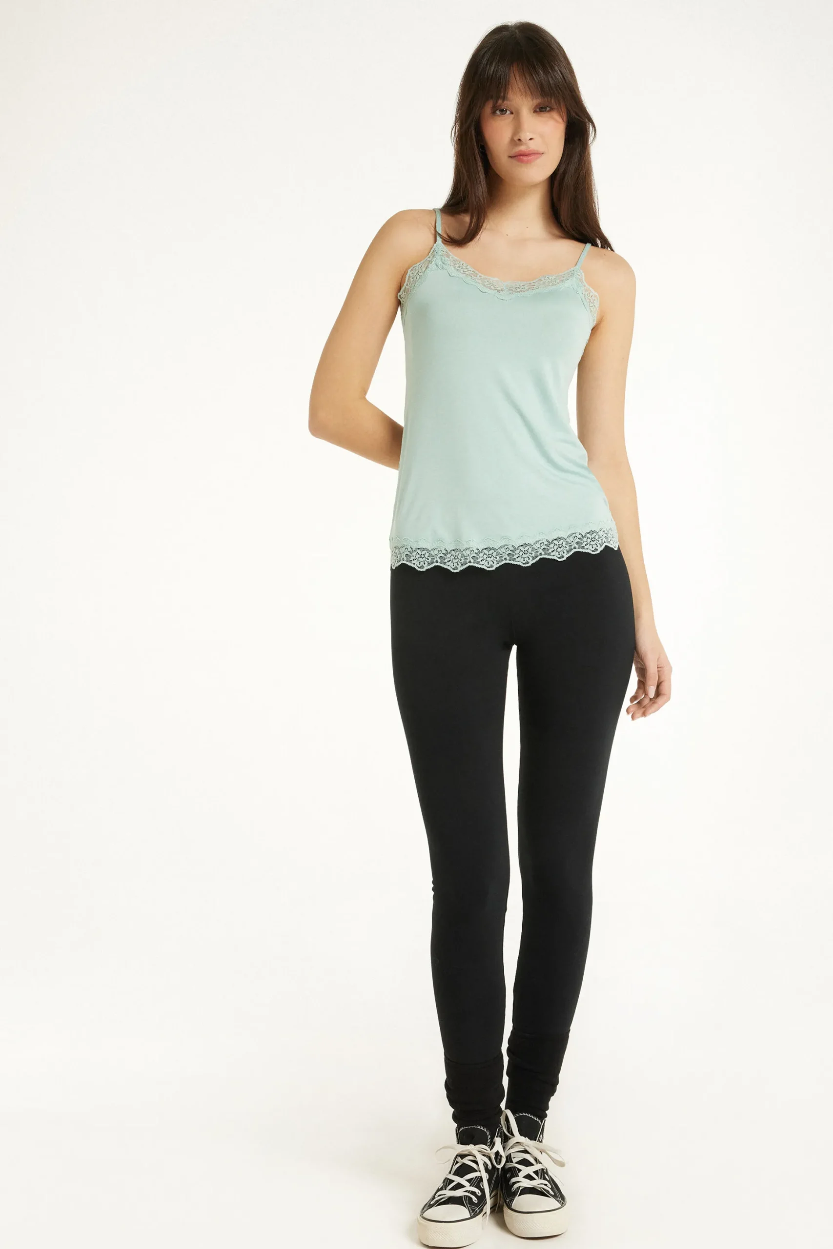 V-Neck Viscose Camisole With Lace - Tank Tops - Women | Tezenis