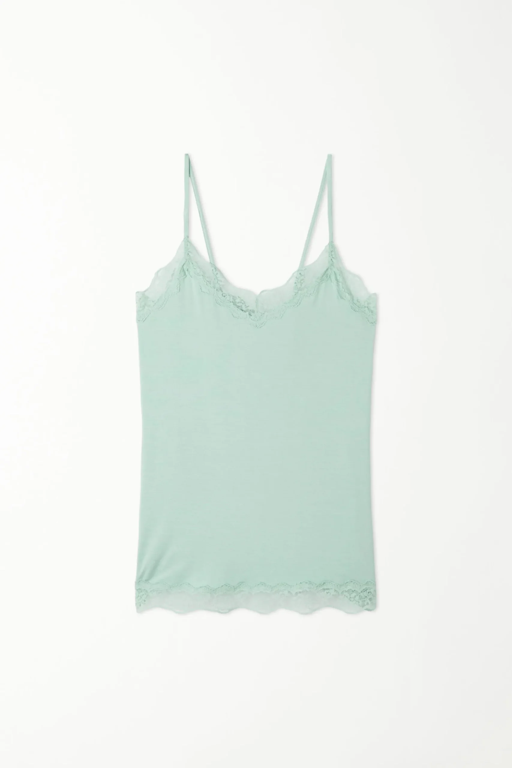V-Neck Viscose Camisole With Lace - Tank Tops - Women | Tezenis