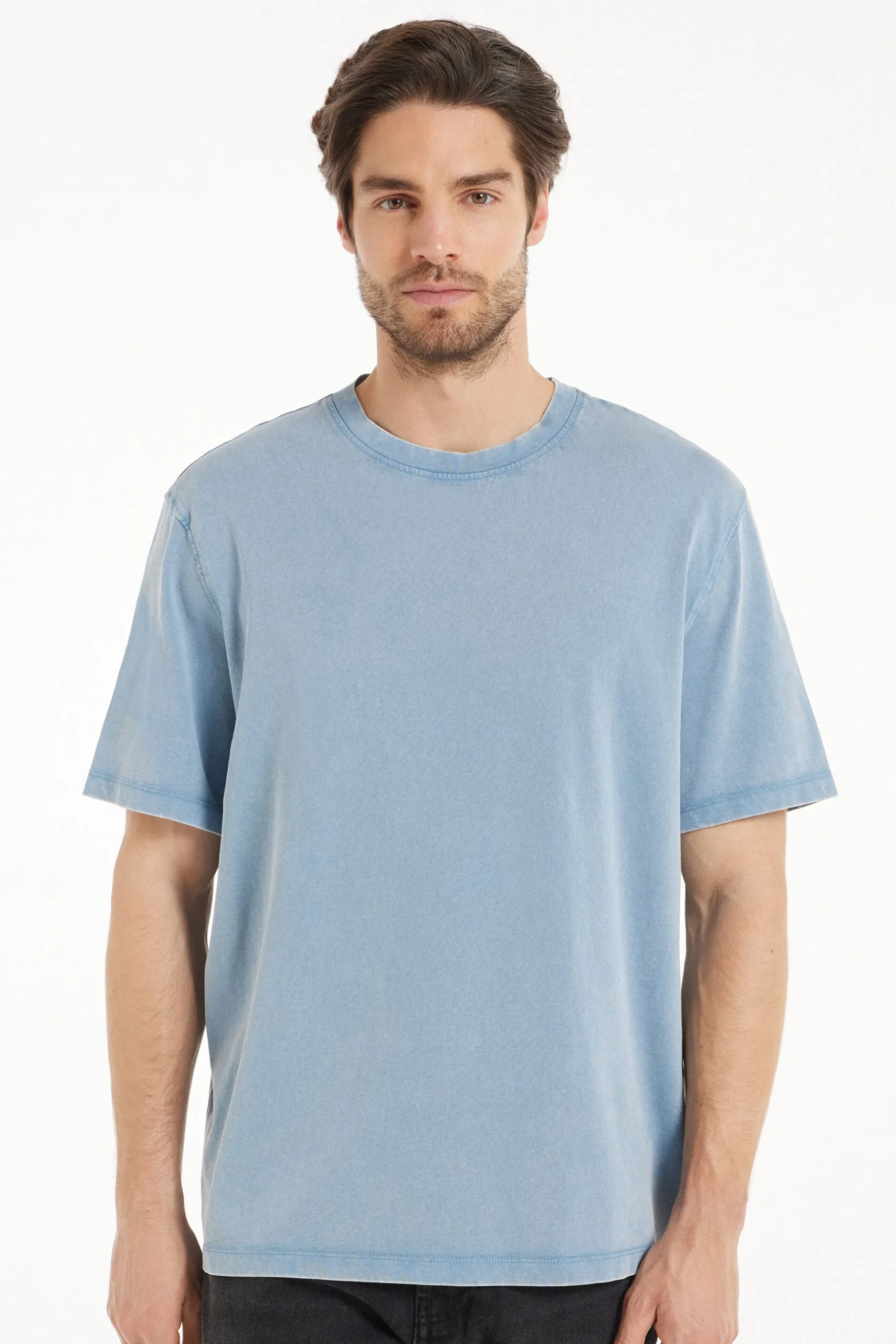 Washed Cotton Crew-Neck T-Shirt - T-Shirts - Men | Tezenis