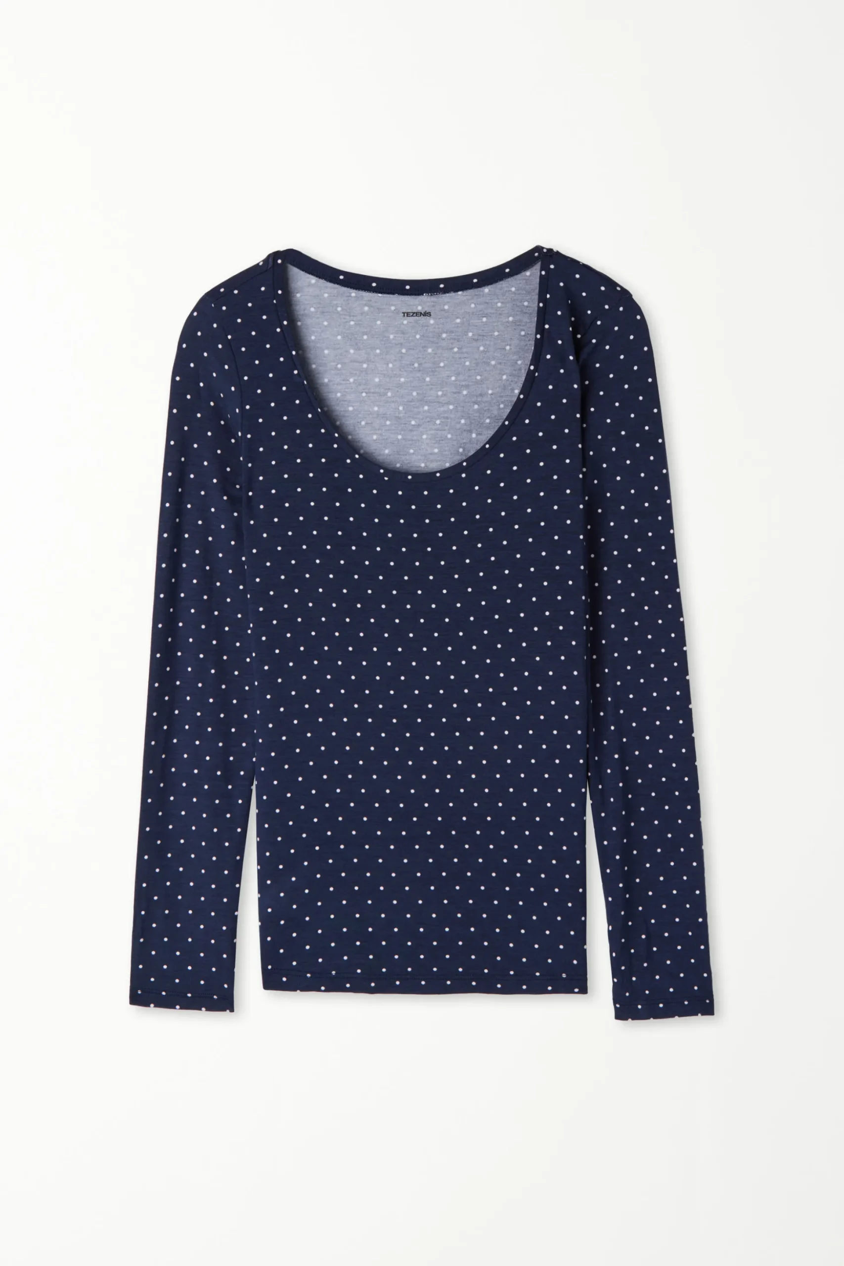 Wide Neck Long Sleeve Top In Printed Viscose - Long-Sleeved Tops - Women | Tezenis