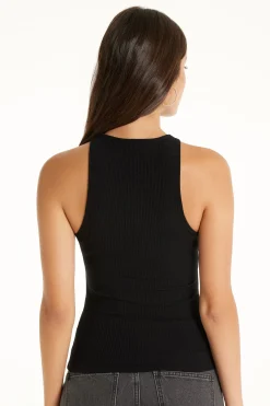 Wide-Strap Ribbed Cotton Halter Tank Top - Tank Tops - Women | Tezenis