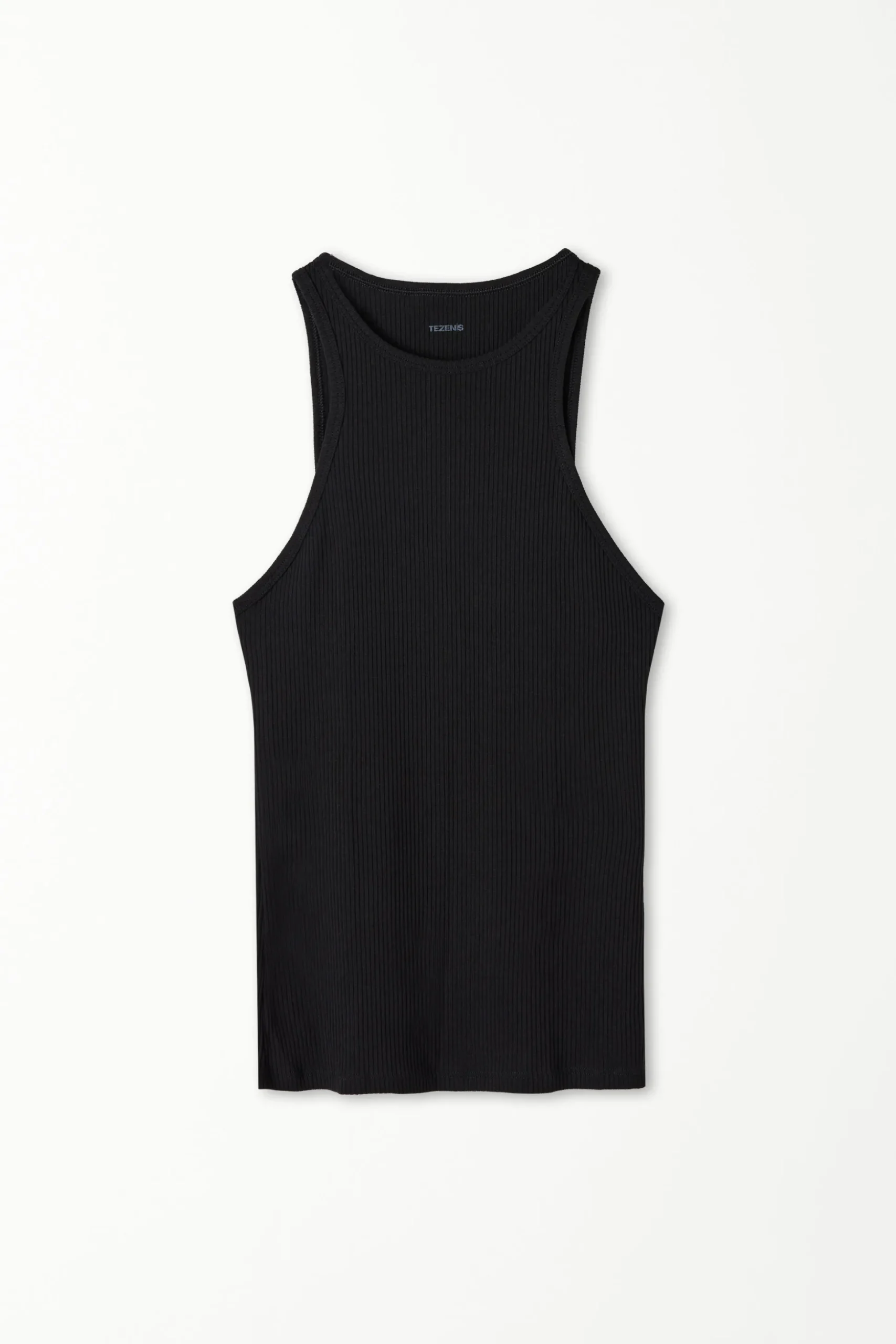 Wide-Strap Ribbed Cotton Halter Tank Top - Tank Tops - Women | Tezenis