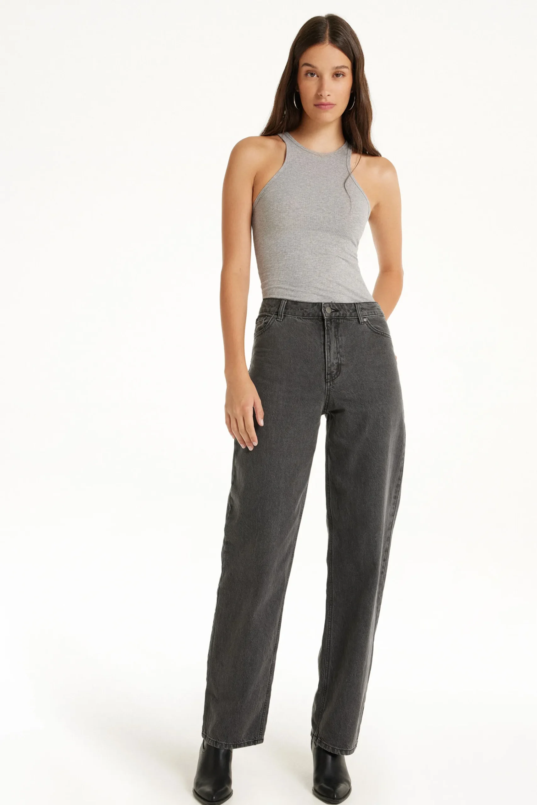 Wide-Strap Ribbed Cotton Halter Tank Top - Tank Tops - Women | Tezenis
